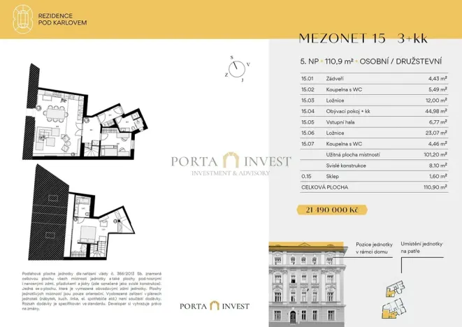 Prodej atypického bytu, Praha - Vinohrady, Pod Karlovem, 109 m2