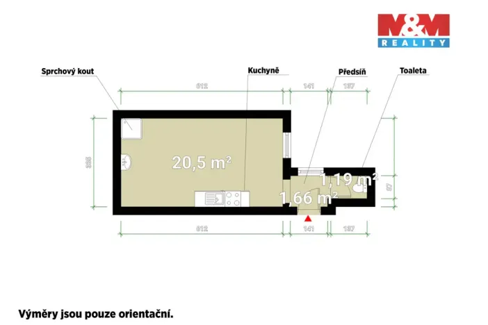Pronájem bytu 1+kk, Plzeň - Východní Předměstí, Koterovská, 23 m2