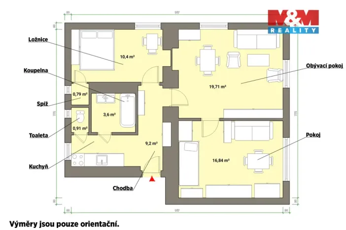 Prodej bytu 3+kk, Mariánské Lázně - Úšovice, Americká, 77 m2