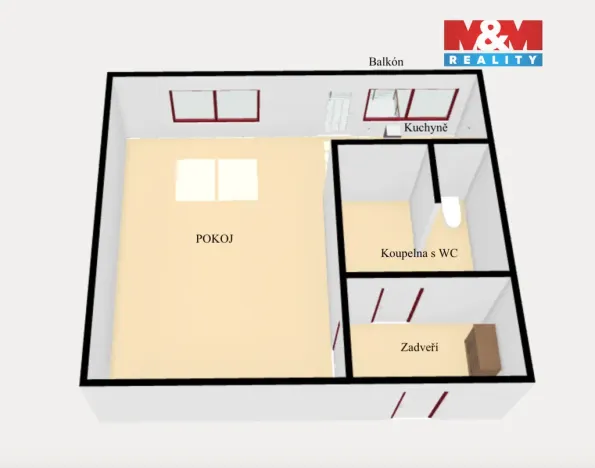 Pronájem bytu 1+kk, Náchod, Pražská, 27 m2