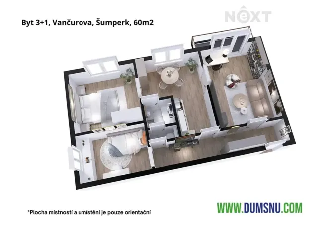 Pronájem bytu 3+1, Šumperk, Vančurova, 60 m2