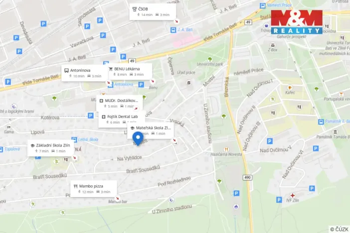 Pronájem bytu 3+1, Zlín, Mostní, 52 m2