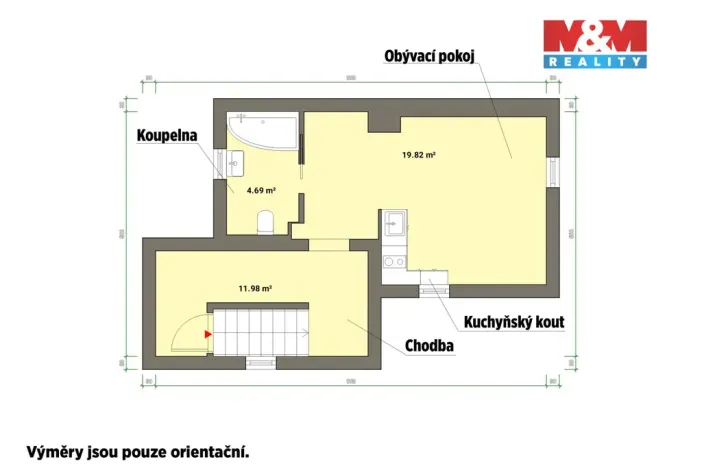 Pronájem bytu 1+kk, Cheb, Zlatá, 36 m2