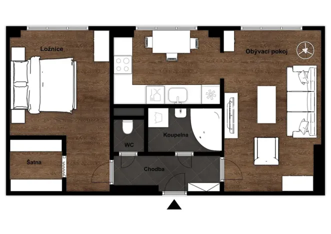 Pronájem bytu 2+1, Kralupy nad Vltavou - Lobeček, Masarykova, 52 m2