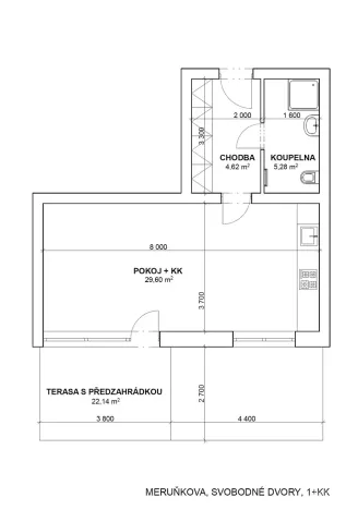 Pronájem bytu 1+kk, Hradec Králové, Meruňková, 42 m2