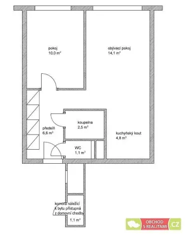 Pronájem bytu 2+kk, Praha, Ctěnická, 39 m2