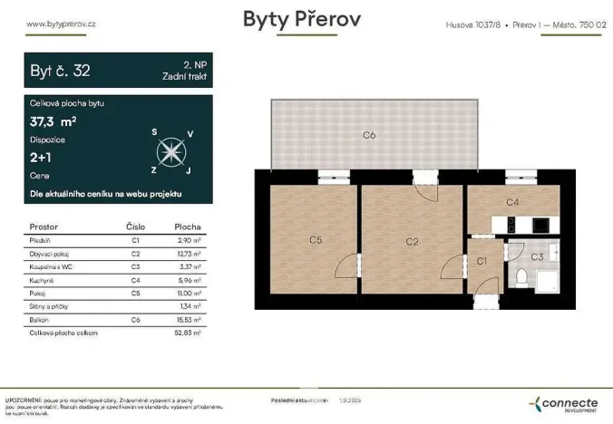 Prodej bytu 2+1, Přerov - Přerov I-Město, Husova, 53 m2