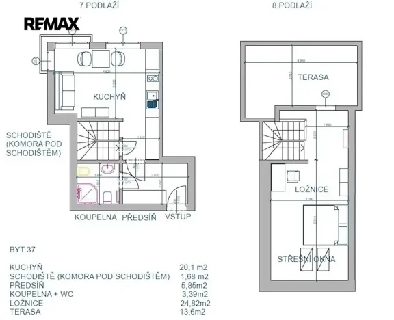 Pronájem bytu 2+kk, Brno, Húskova, 54 m2