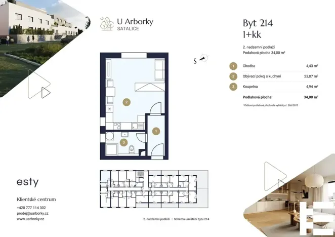 Prodej bytu 1+kk, Praha - Satalice, Za Novákovou zahradou, 34 m2