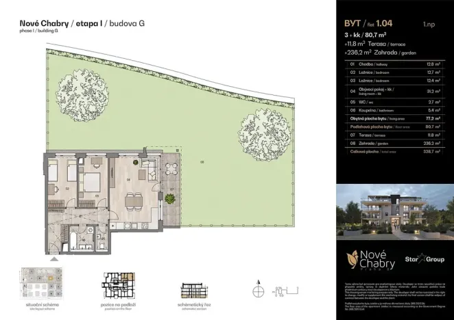 Prodej bytu 3+kk, Praha - Dolní Chabry, Domašínská, 80 m2