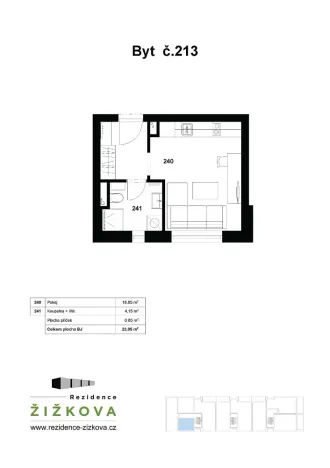 Pronájem bytu 1+kk, Hodonín, Žižkova, 23 m2