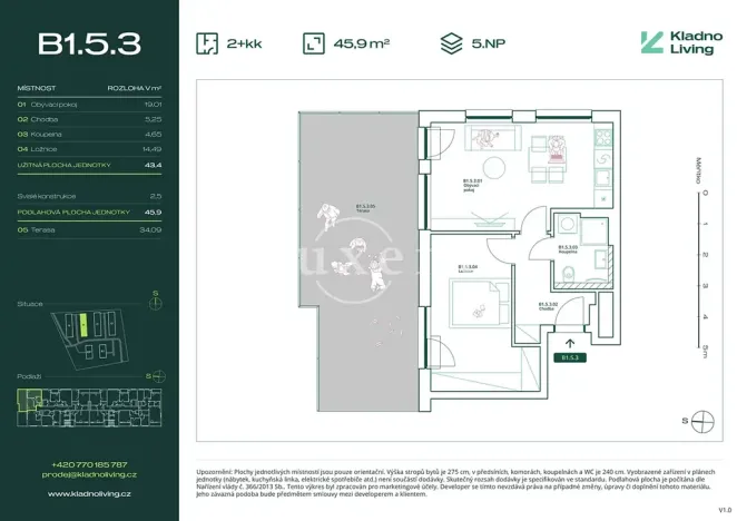 Prodej bytu 2+kk, Kladno, Pražská, 43 m2