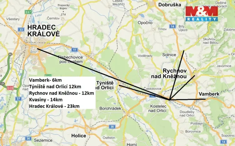 Pronájem bytu 1+kk, Kostelec nad Orlicí, Mánesova, 38 m2