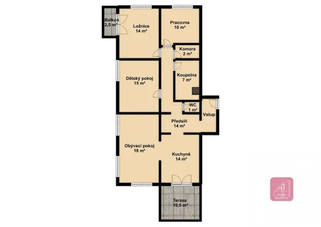 Prodej bytu 4+kk, Brno, Vojanova, 95 m2