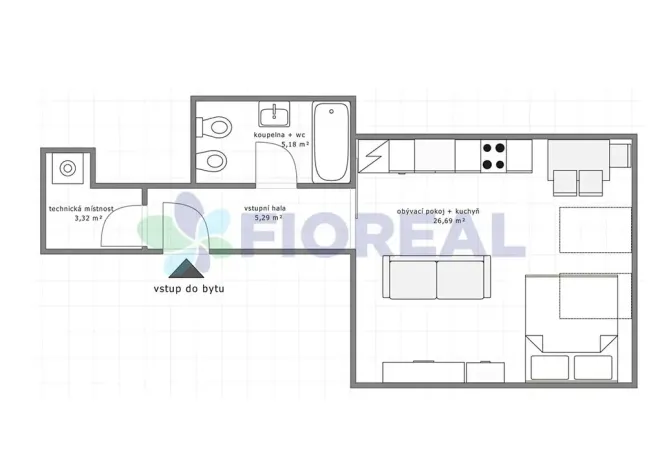 Pronájem bytu 1+kk, Praha - Vinohrady, Lublaňská, 41 m2