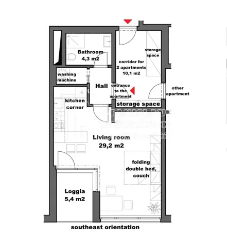 Pronájem bytu 1+kk, Praha - Střížkov, Střížkovská, 42 m2