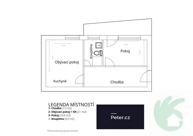 Pronájem bytu 2+kk, Praha - Hrdlořezy, U Smetanky, 48 m2
