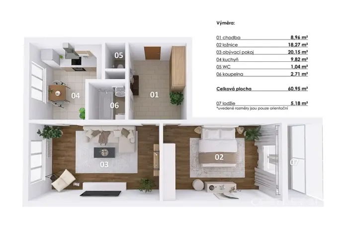 Pronájem bytu 2+1, Praha - Kamýk, Zárubova, 61 m2