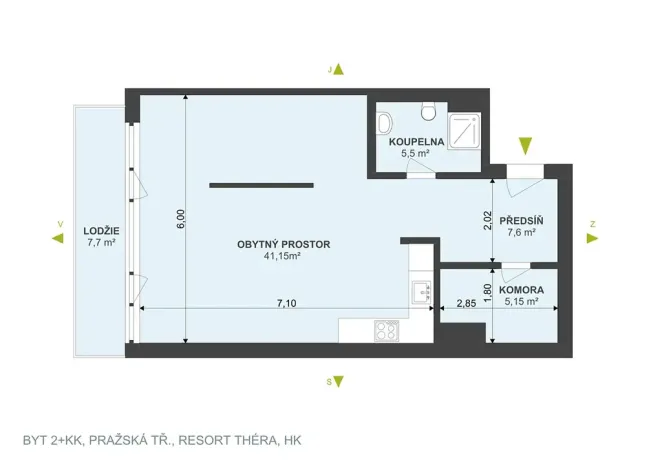 Pronájem bytu 2+kk, Hradec Králové, Pražská třída, 60 m2