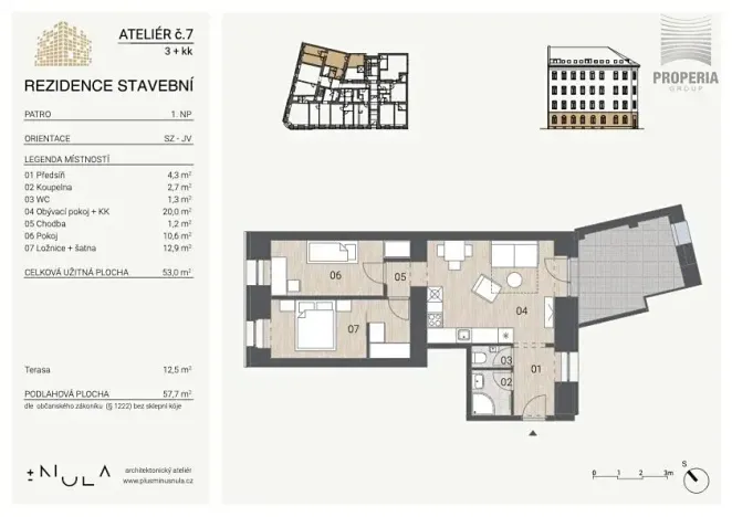 Pronájem bytu 3+kk, Brno, Stavební, 57 m2