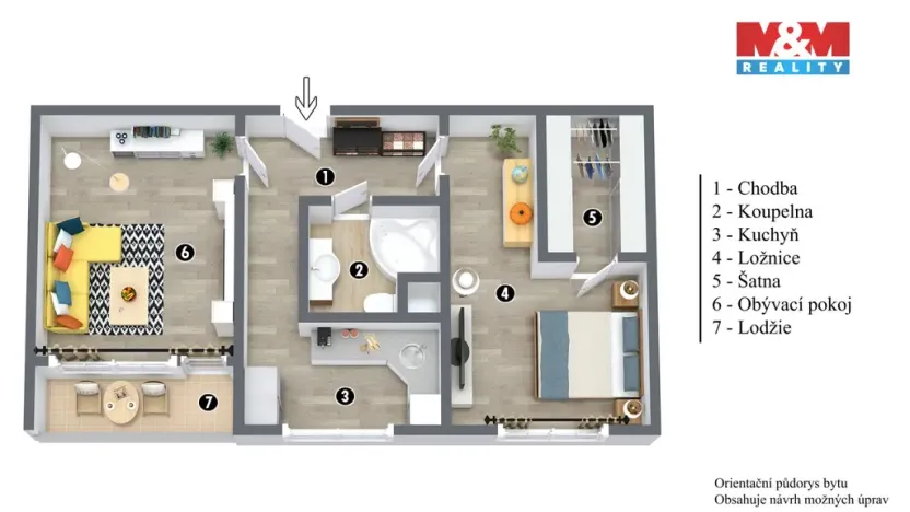 Prodej bytu 2+1, Chomutov, Holešická, 62 m2