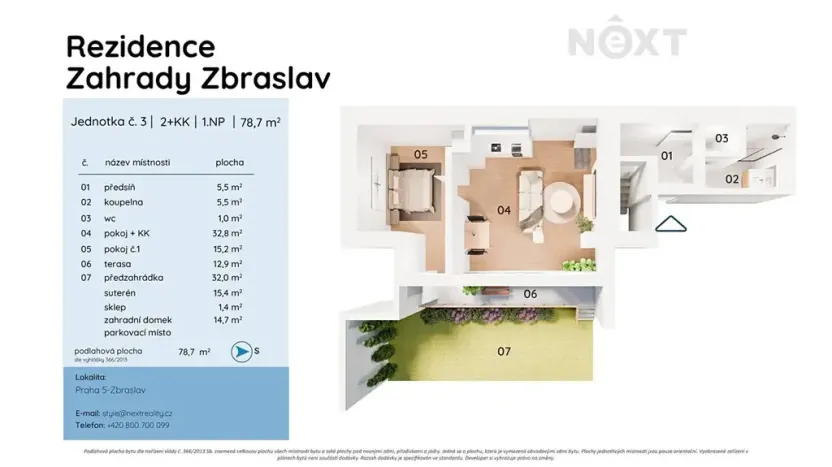 Prodej bytu 2+kk, Praha - Zbraslav, Hauptova, 79 m2