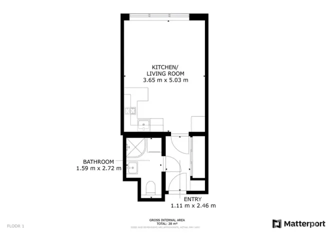 Pronájem bytu 1+kk, Praha - Vysočany, Bassova, 28 m2