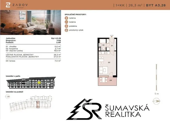 Prodej bytu 1+kk, Stachy, Zadov, 27 m2