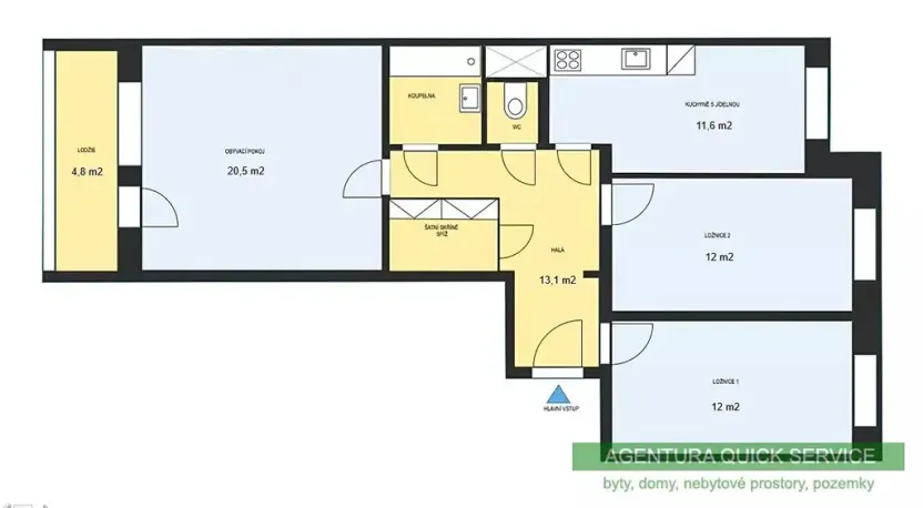Prodej bytu 3+1, Praha - Hlubočepy, Werichova, 76 m2