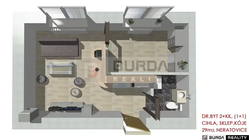 Pronájem bytu 2+kk, Neratovice, 30 m2