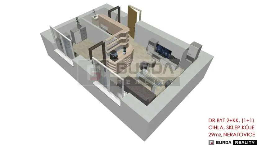 Pronájem bytu 2+kk, Neratovice, 30 m2