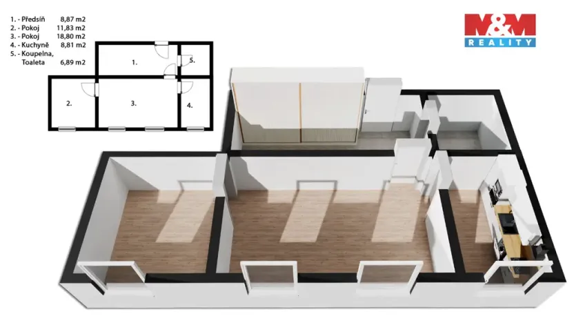 Prodej bytu 2+1, Loučná nad Desnou, 58 m2