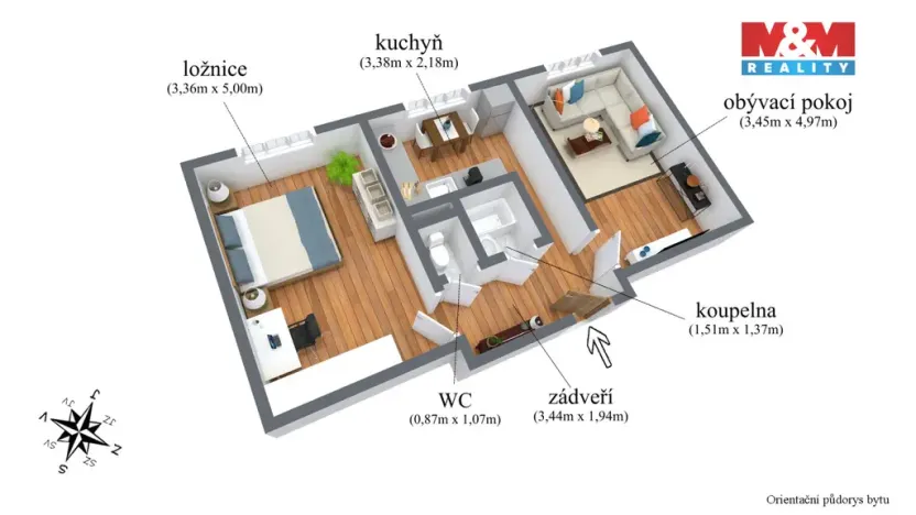 Prodej bytu 2+1, Chomutov, Beethovenova, 50 m2