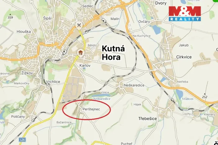 Prodej pole, Kutná Hora - Perštejnec, 13628 m2