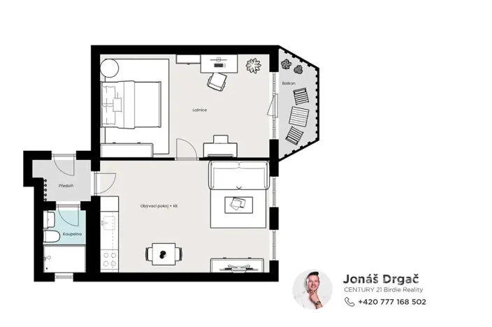 Pronájem bytu 2+kk, Praha - Nusle, Sezimova, 51 m2
