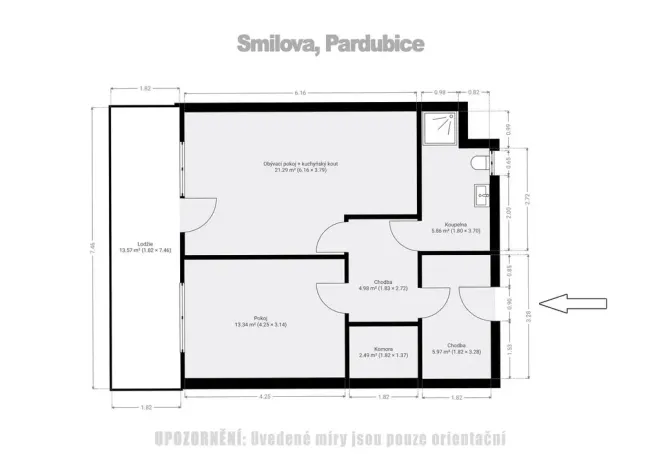 Pronájem bytu 2+kk, Pardubice - Zelené Předměstí, Smilova, 67 m2