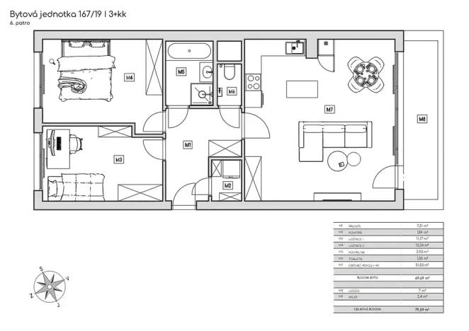 Prodej bytu 3+kk, Praha - Žižkov, Roháčova, 79 m2