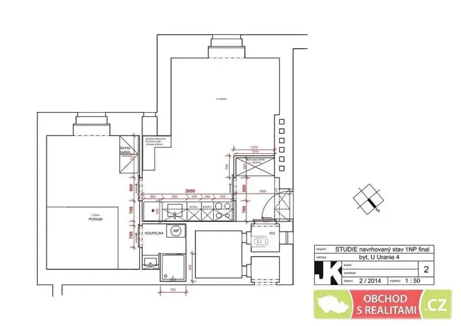 Prodej bytu 2+kk, Praha, U Uranie, 40 m2