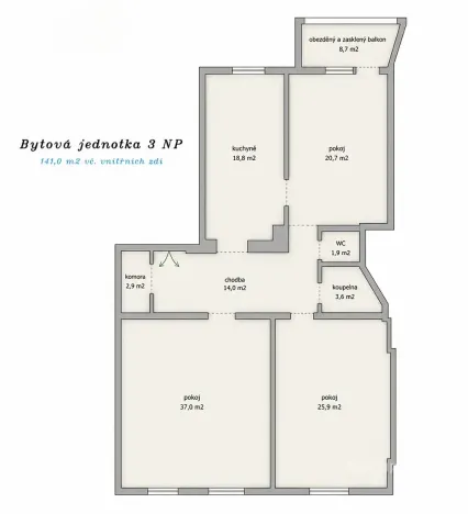 Prodej bytu 3+1, Dvůr Králové nad Labem, Čechova, 141 m2