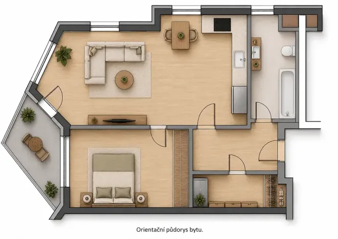 Pronájem bytu 2+kk, Praha - Hlubočepy, Ondrákové, 59 m2