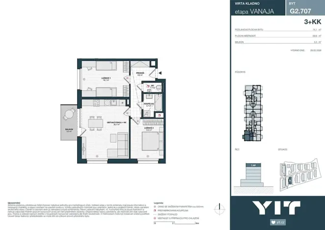 Prodej bytu 3+kk, Kladno, Unhošťská, 70 m2