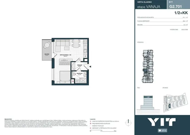Prodej bytu 1+kk, Kladno, Unhošťská, 38 m2