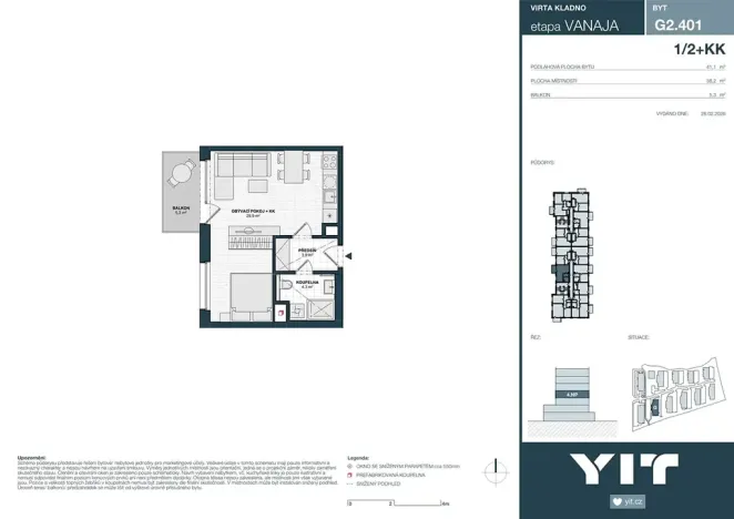 Prodej bytu 1+kk, Kladno, Unhošťská, 38 m2