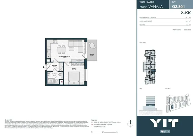 Prodej bytu 2+kk, Kladno, Unhošťská, 43 m2