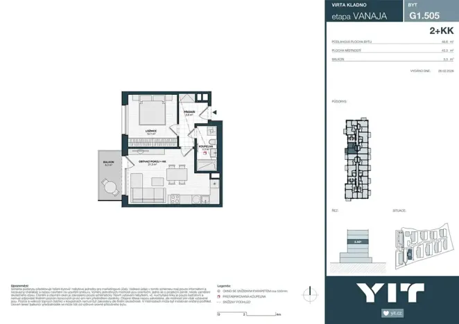 Prodej bytu 2+kk, Kladno, Unhošťská, 43 m2
