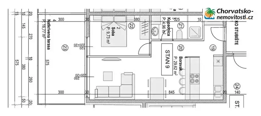 Prodej bytu 2+kk, Povljana, Chorvatsko, 44 m2