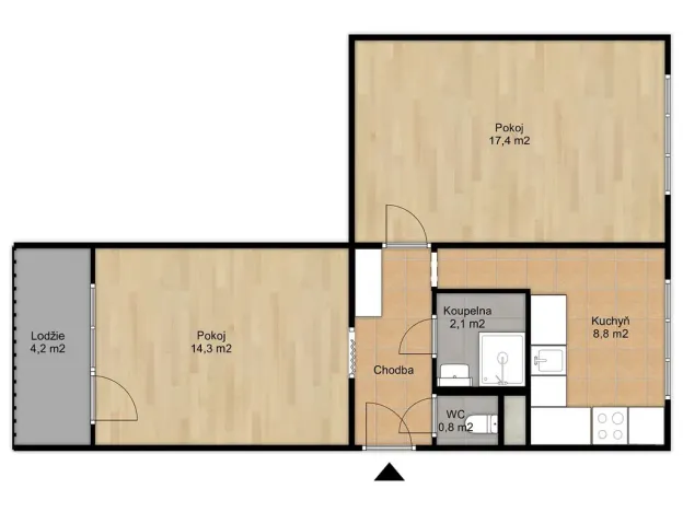 Pronájem bytu 2+1, Kralupy nad Vltavou - Lobeček, Sídliště, 48 m2