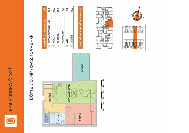 Pronájem bytu 2+kk, Olomouc, Aloise Rašína, 62 m2