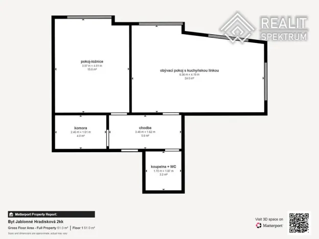 Pronájem bytu 2+kk, Jablonné nad Orlicí, Hradisková, 53 m2