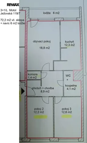 Prodej bytu 3+1, Praha - Motol, Ježovská, 72 m2